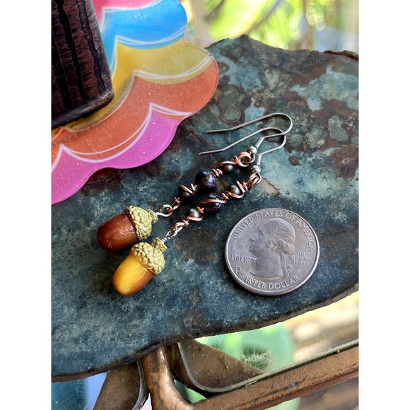 Red Garnet, Wire Wrap Earrings, Crystal Jewelry - Picture 1 of 8